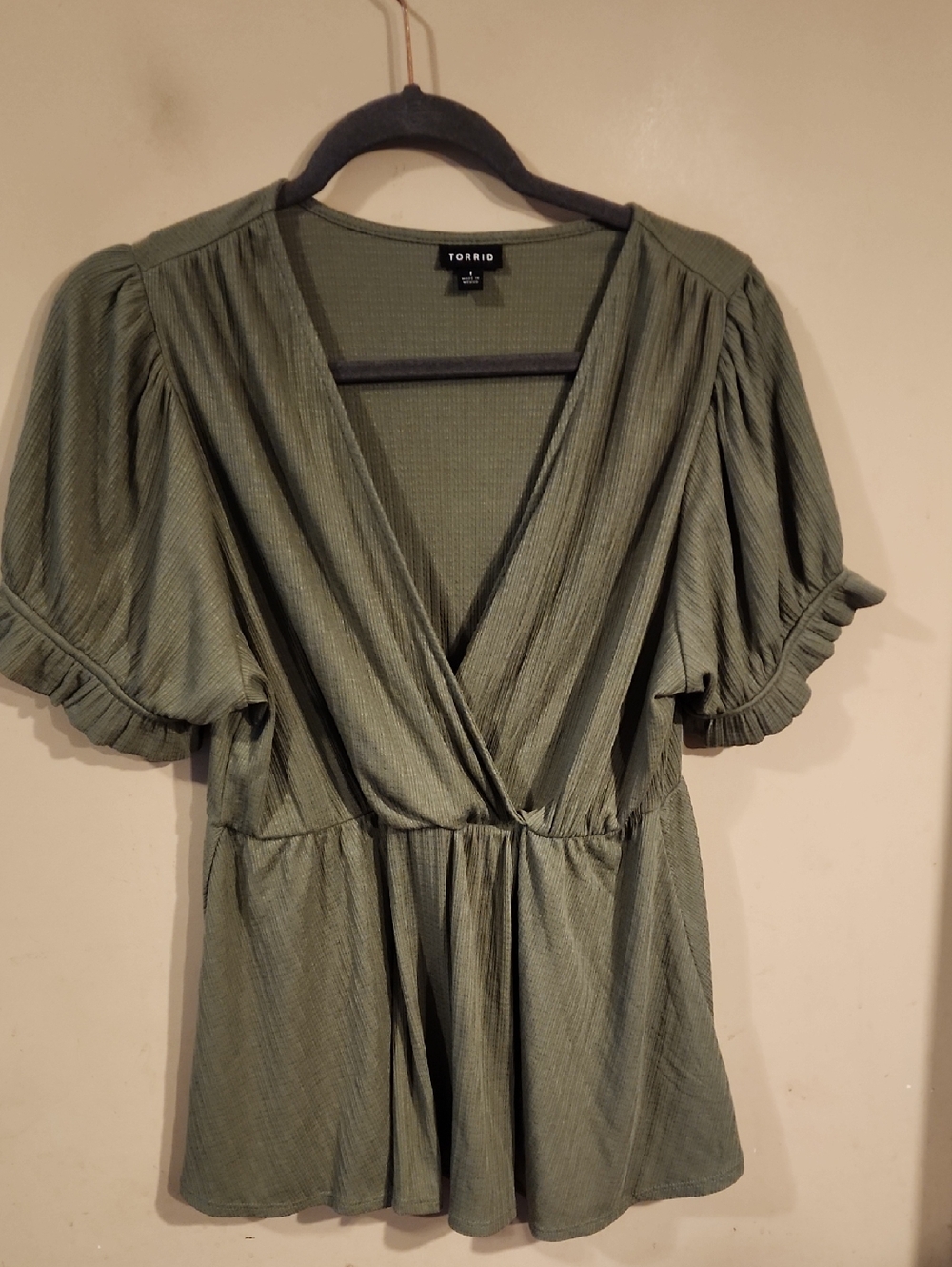 torrid Olive Green Surplice Peplum Top